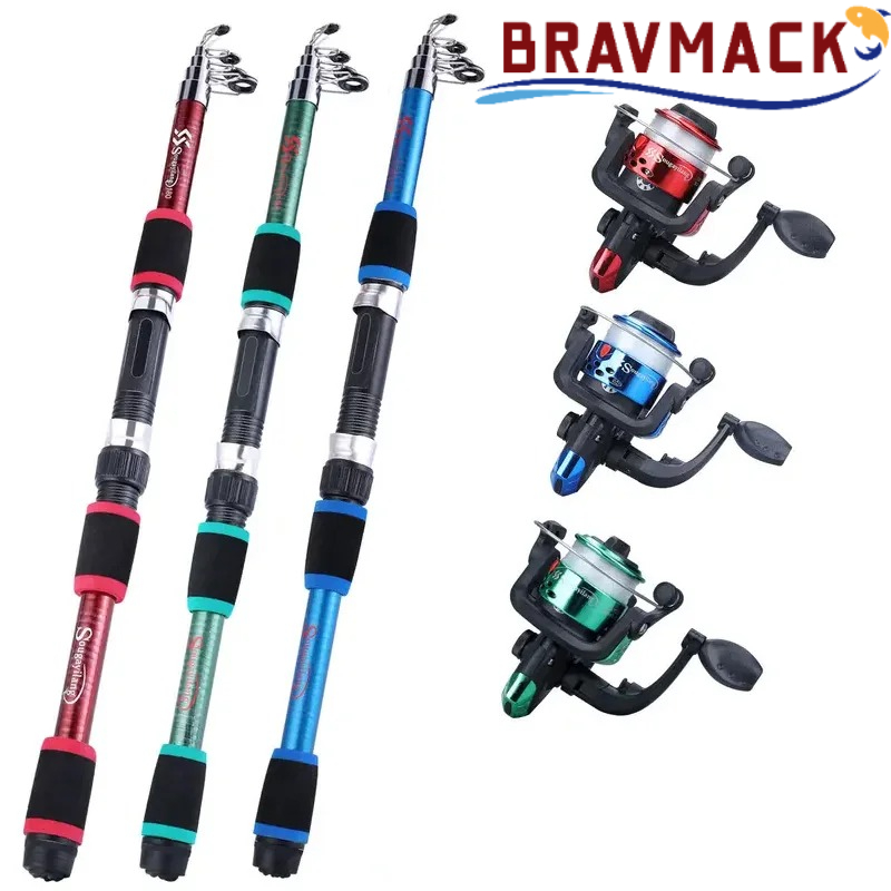 Fishing Rod Spinning - BRAVMACK Telescopische hengel, volledige set met
