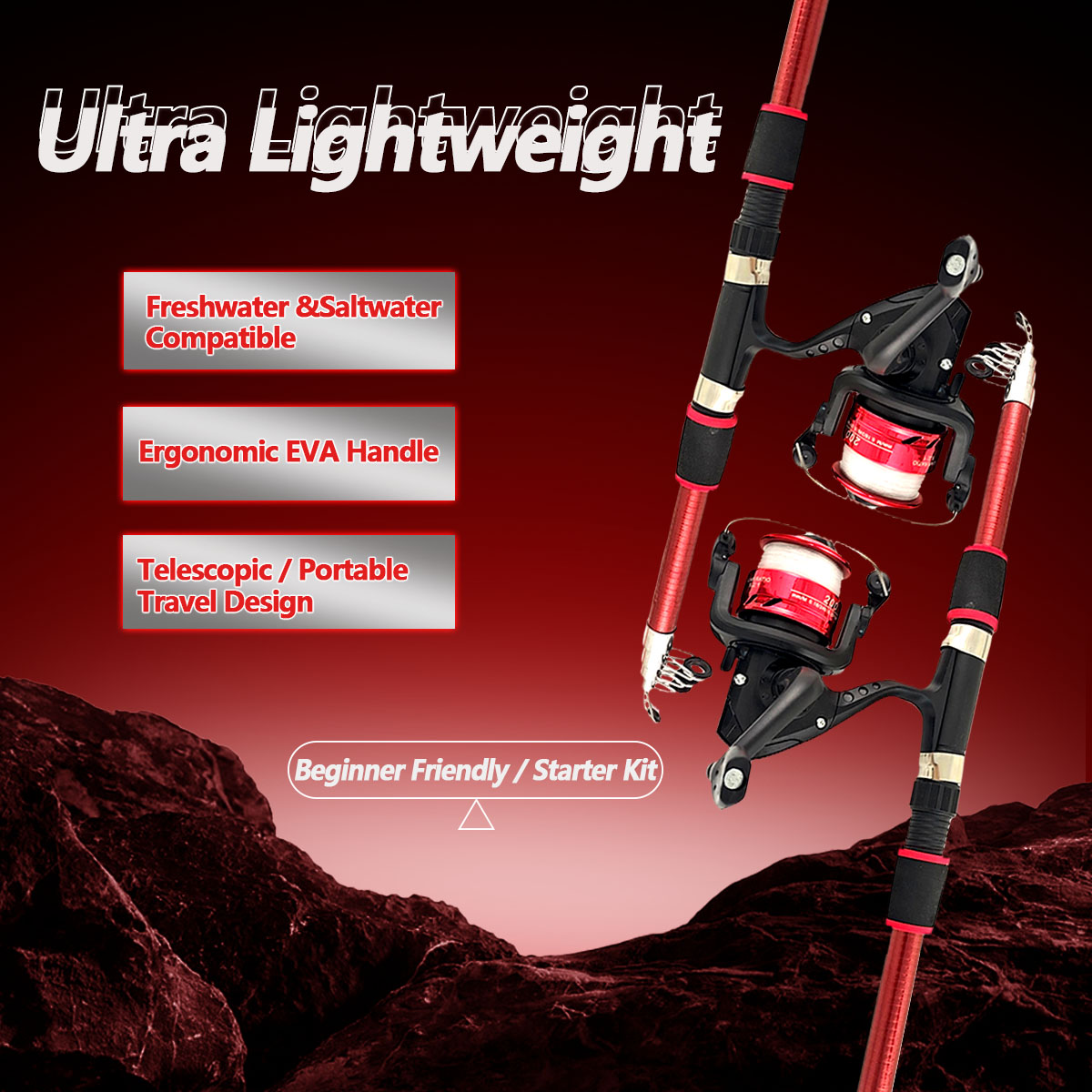 Fishing Rod Combo - Spinninghengel en molen combo 1,8M telescopische