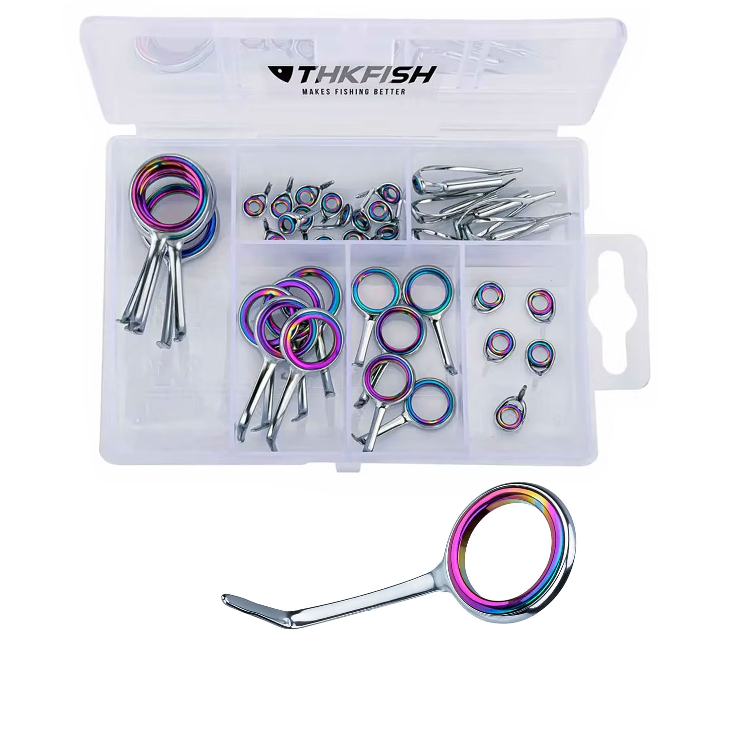 Fishing Rod Guide Replacement - 40 Stuks Kleurrijke Hengelgeleiders Ringset Roestvrijstalen